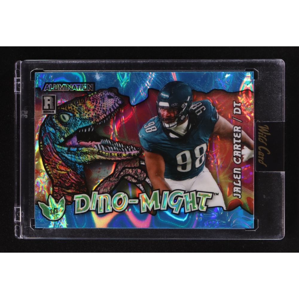 Jalen Carter 2023 Wild Card Alumination Dino-Might Raptor Teal Lava #ADJC #1/1 RC at PristineAuction.com