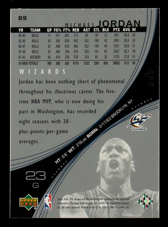 Michael Jordan 2002-03 SPx #89 at PristineAuction.com Michael Jordan 2002-03 SPx #89 at PristineAuction.com