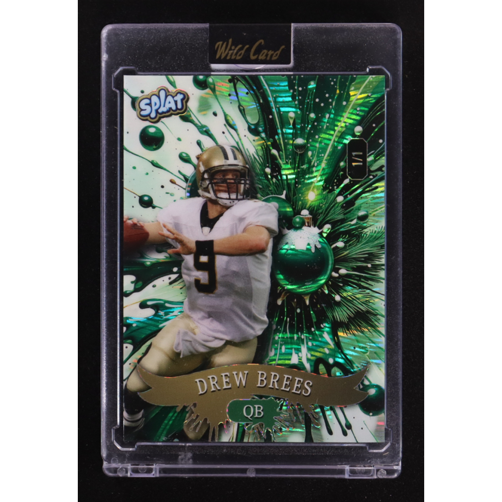Drew Brees 2025 Wild Card Splat Holiday Background 3 Ornament CD Disc Foil #SCFORb3-DB #1/1 at PristineAuction.com