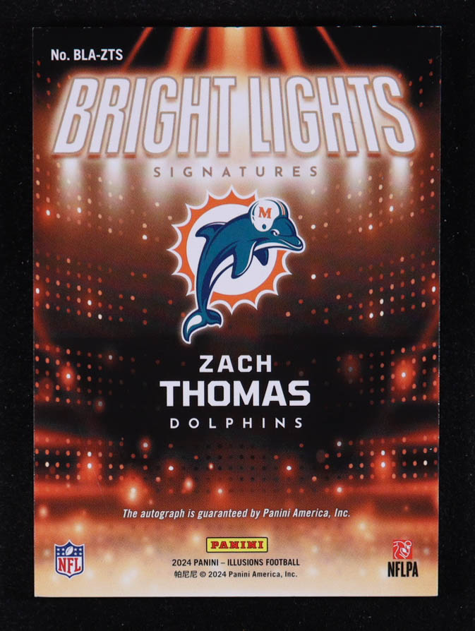 Zach Thomas 2024 Panini Illusions Bright Lights Autographs Blue #31 #45/75 at PristineAuction.com Zach Thomas 2024 Panini Illusions Bright Lights Autographs Blue #31 #45/75 at PristineAuction.com