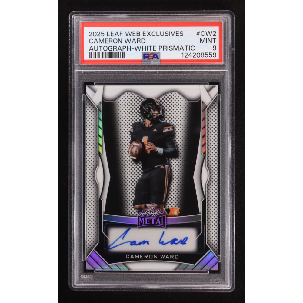 Cam Ward 2025 Leaf Metal Web Exclusives Autographs Prismatic White #MACW2 #56/75 RC (PSA 9) at PristineAuction.com