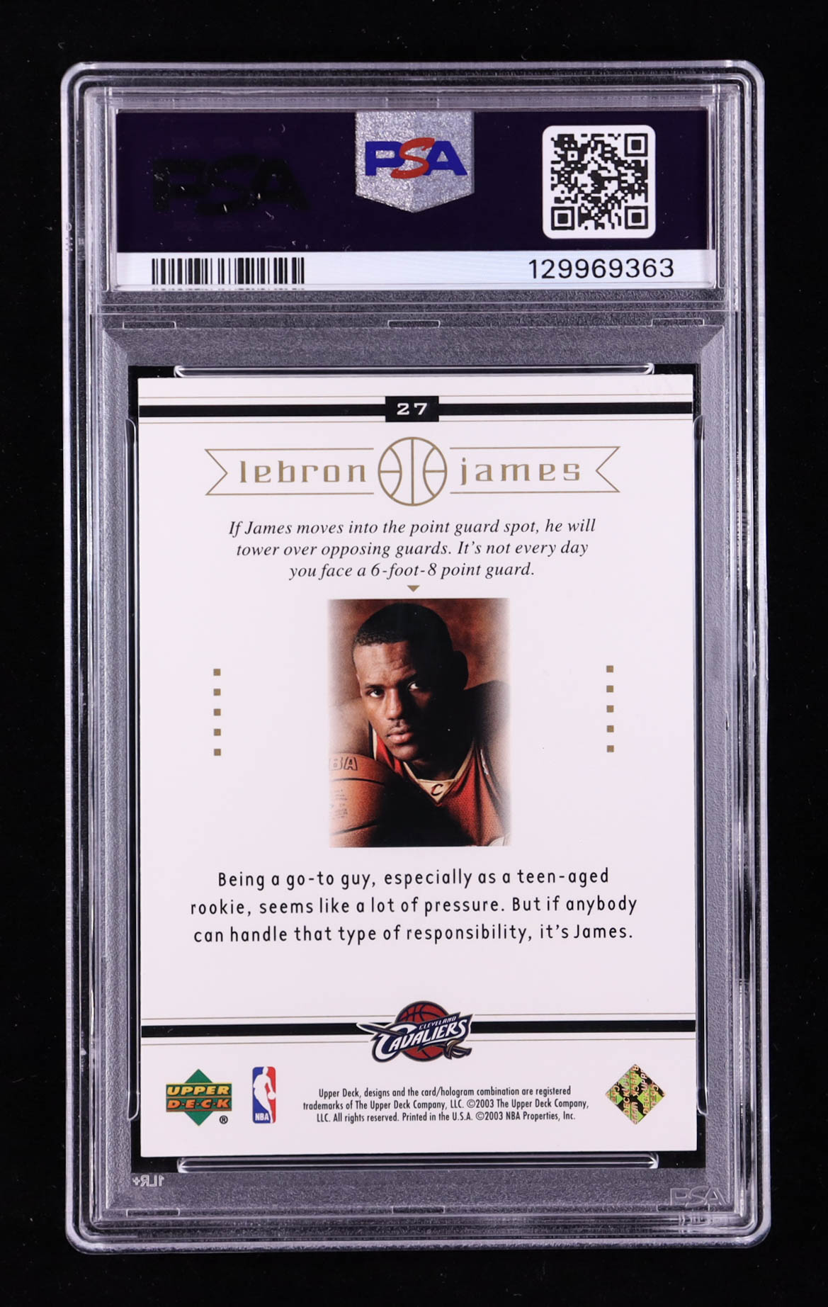 LeBron James 2003 Upper Deck LeBron James Box Set #27 RC / Tall Task (PSA 10) at PristineAuction.com LeBron James 2003 Upper Deck LeBron James Box Set #27 RC / Tall Task (PSA 10) at PristineAuction.com
