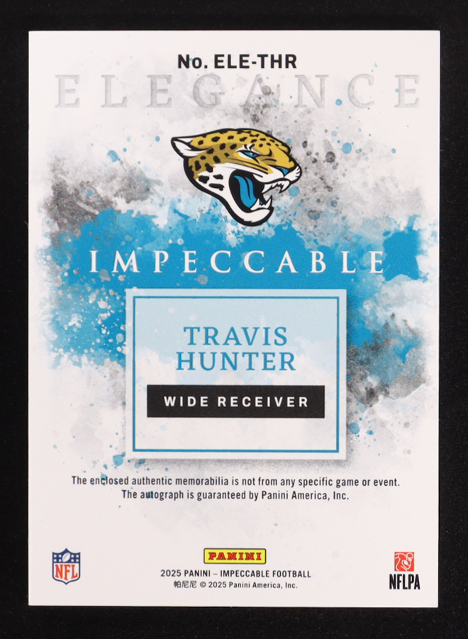 Travis Hunter 2025 Panini Impeccable Elegance Rookie Helmet and Patch Autographs #20 RC #71/89 at PristineAuction.com Travis Hunter 2025 Panini Impeccable Elegance Rookie Helmet and Patch Autographs #20 RC #71/89 at PristineAuction.com