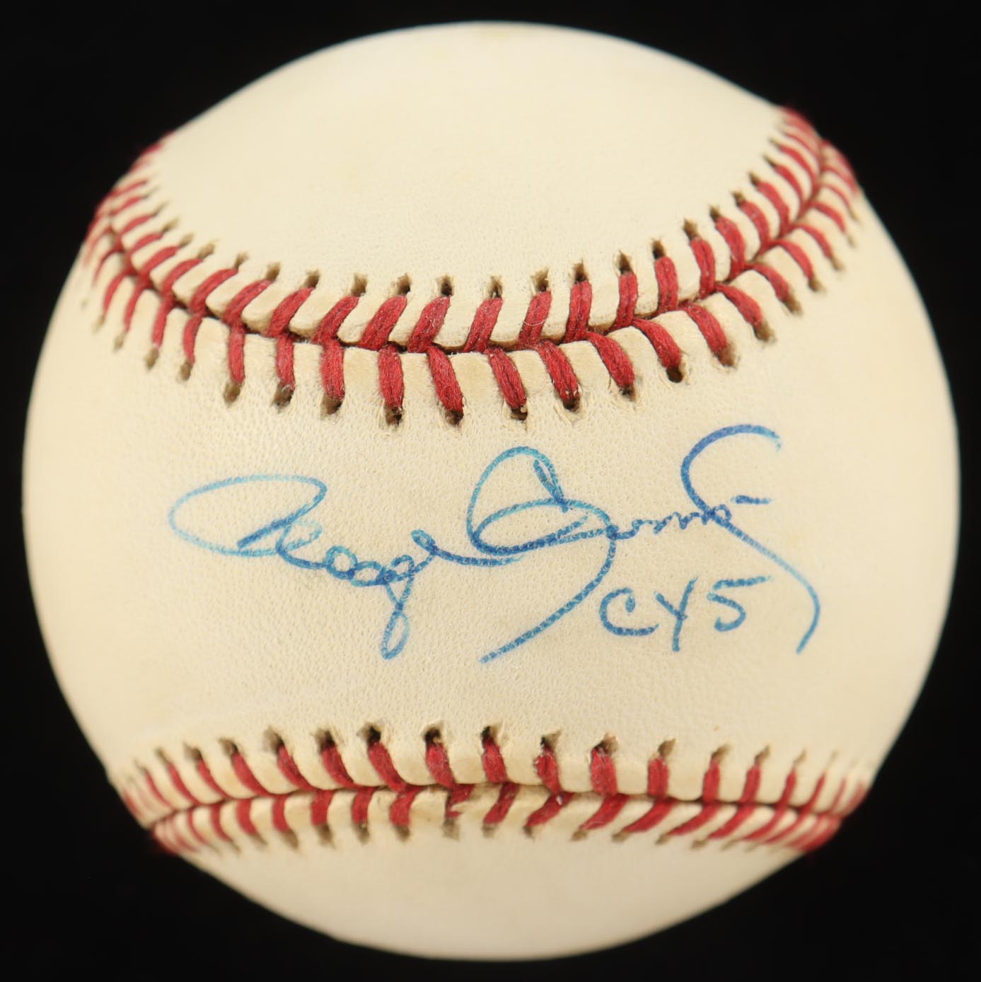 Roger Clemens Signed OML Baseball with Display Case Inscribed "Cy 5" with Red Sox Logo Pin (PSA) at PristineAuction.com Roger Clemens Signed OML Baseball with Display Case Inscribed "Cy 5" with Red Sox Logo Pin (PSA) at PristineAuction.com