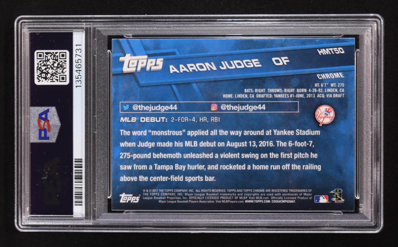 Aaron Judge 2017 Topps Chrome Update #HMT50 RD RC (PSA 8) at PristineAuction.com Aaron Judge 2017 Topps Chrome Update #HMT50 RD RC (PSA 8) at PristineAuction.com