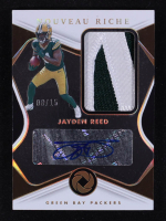 Jayden Reed 2024 Panini Gold Standard Nouveau Riche Patch Autographs Holo Gold #22 #08/15 at PristineAuction.com