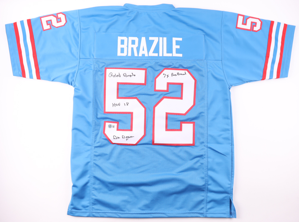 Robert Brazile Signed Jersey Inscribed "HOF 18", "Dr. Doom" & "7x Pro Bowl" (Beckett) at PristineAuction.com Robert Brazile Signed Jersey Inscribed "HOF 18", "Dr. Doom" & "7x Pro Bowl" (Beckett) at PristineAuction.com