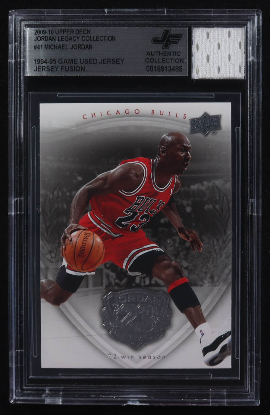 Michael Jordan 2009-10 Upper Deck Michael Jordan Legacy Collection #41 With Game-Used Jersey Swatch (BGS) at PristineAuction.com Michael Jordan 2009-10 Upper Deck Michael Jordan Legacy Collection #41 With Game-Used Jersey Swatch (BGS) at PristineAuction.com