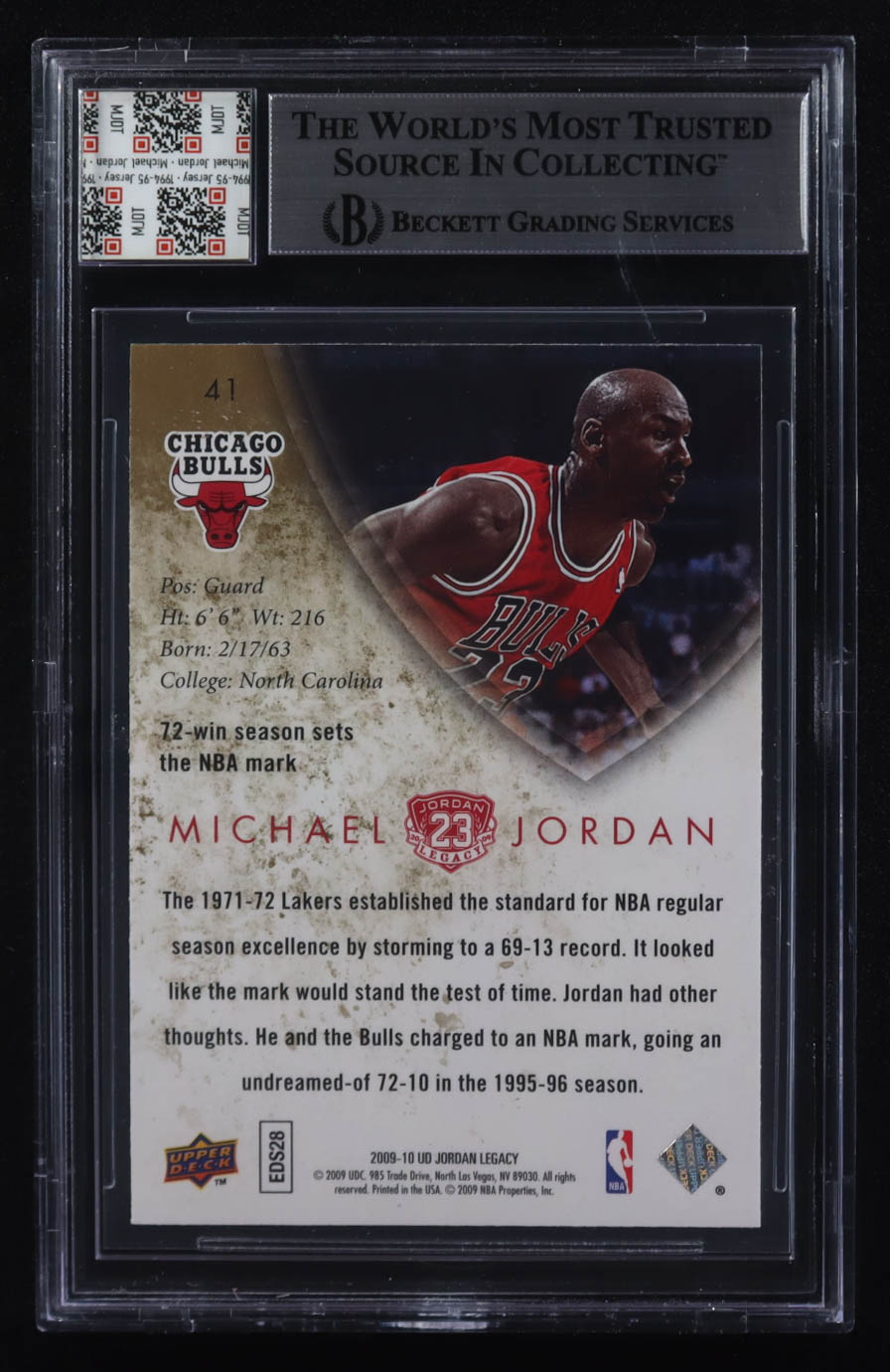 Michael Jordan 2009-10 Upper Deck Michael Jordan Legacy Collection #41 With Game-Used Jersey Swatch (BGS) at PristineAuction.com Michael Jordan 2009-10 Upper Deck Michael Jordan Legacy Collection #41 With Game-Used Jersey Swatch (BGS) at PristineAuction.com
