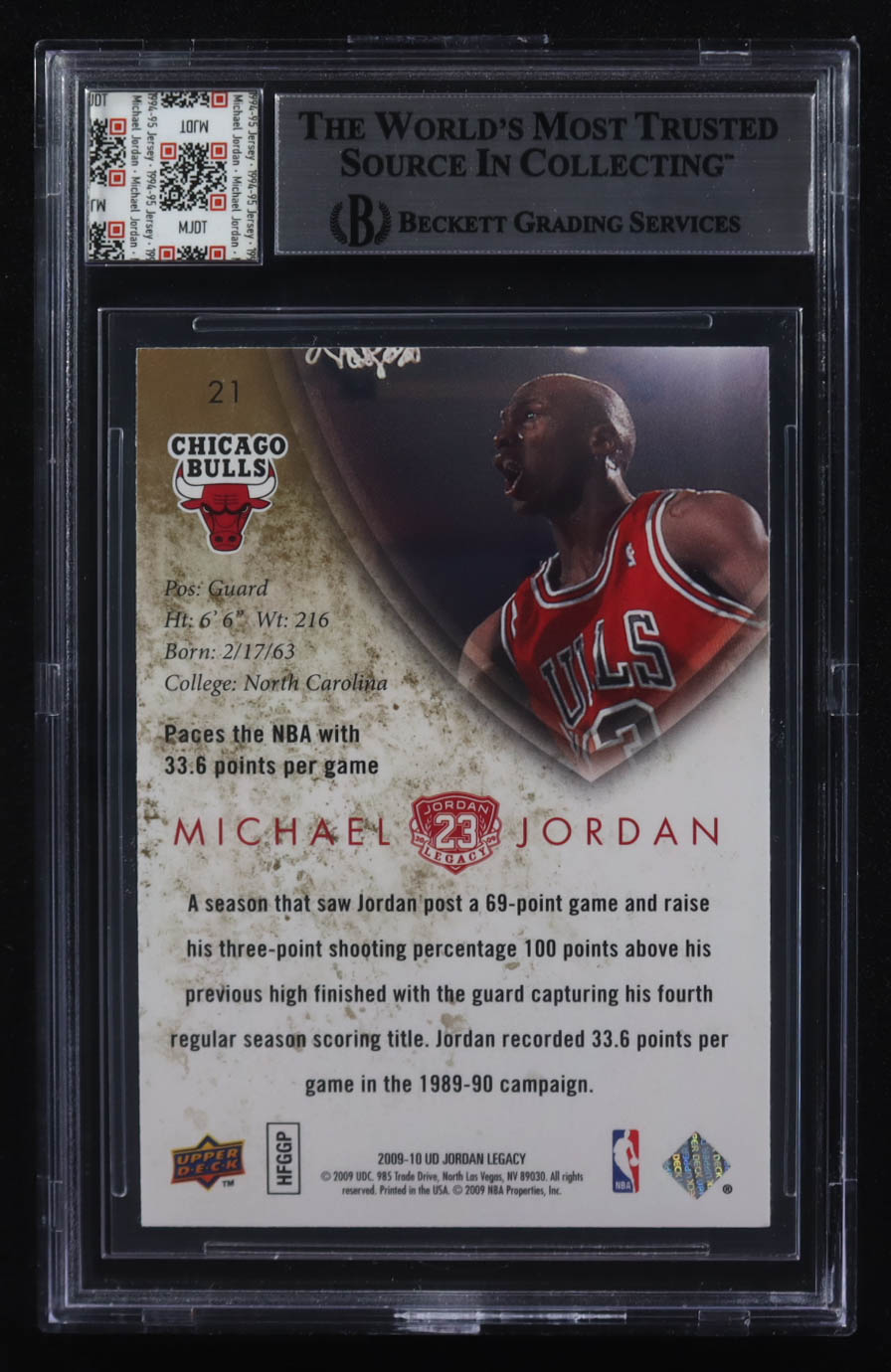 Michael Jordan 2009-10 Upper Deck Michael Jordan Legacy Collection #21 With Game-Used Jersey Swatch (BGS) at PristineAuction.com Michael Jordan 2009-10 Upper Deck Michael Jordan Legacy Collection #21 With Game-Used Jersey Swatch (BGS) at PristineAuction.com