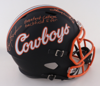 Barry Sanders & Thurman Thomas Signed Oklahoma State Cowboys Full Size Matte Black Speed Helmet Inscribed "Greatest College Backfield Ever" (Schwartz) at PristineAuction.com