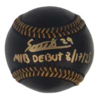 Samuel Basallo Signed OML Black Leather Baseball Inscribed "MLB Debut 8/17/25" (Beckett) at PristineAuction.com