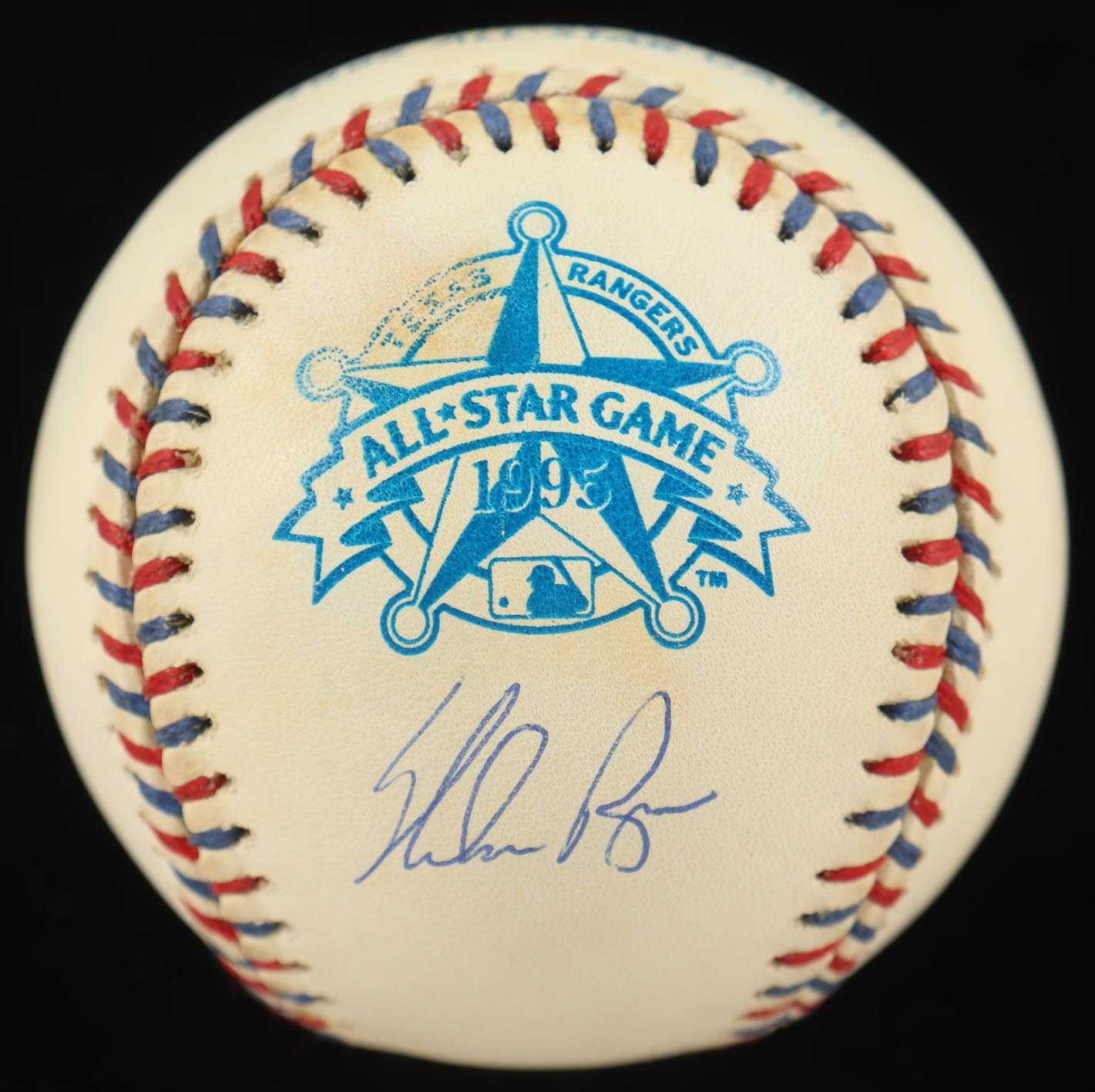 Nolan Ryan Signed 1995 All-Star Game Logo Baseball with Display Case with All-Star Game Pin (PSA) at PristineAuction.com Nolan Ryan Signed 1995 All-Star Game Logo Baseball with Display Case with All-Star Game Pin (PSA) at PristineAuction.com