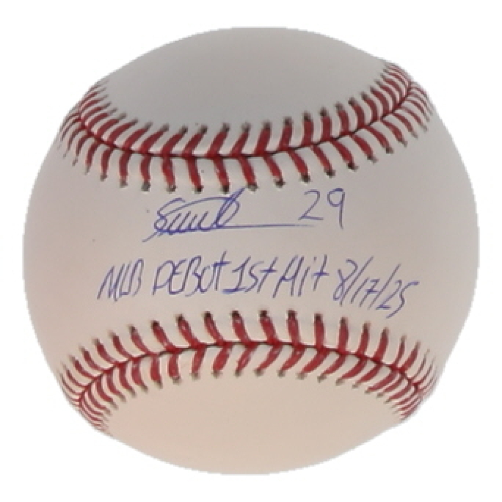 Samuel Basallo Signed OML Baseball Inscribed "MLB Debut 1st Hit 8/17/25" (Beckett) at PristineAuction.com
