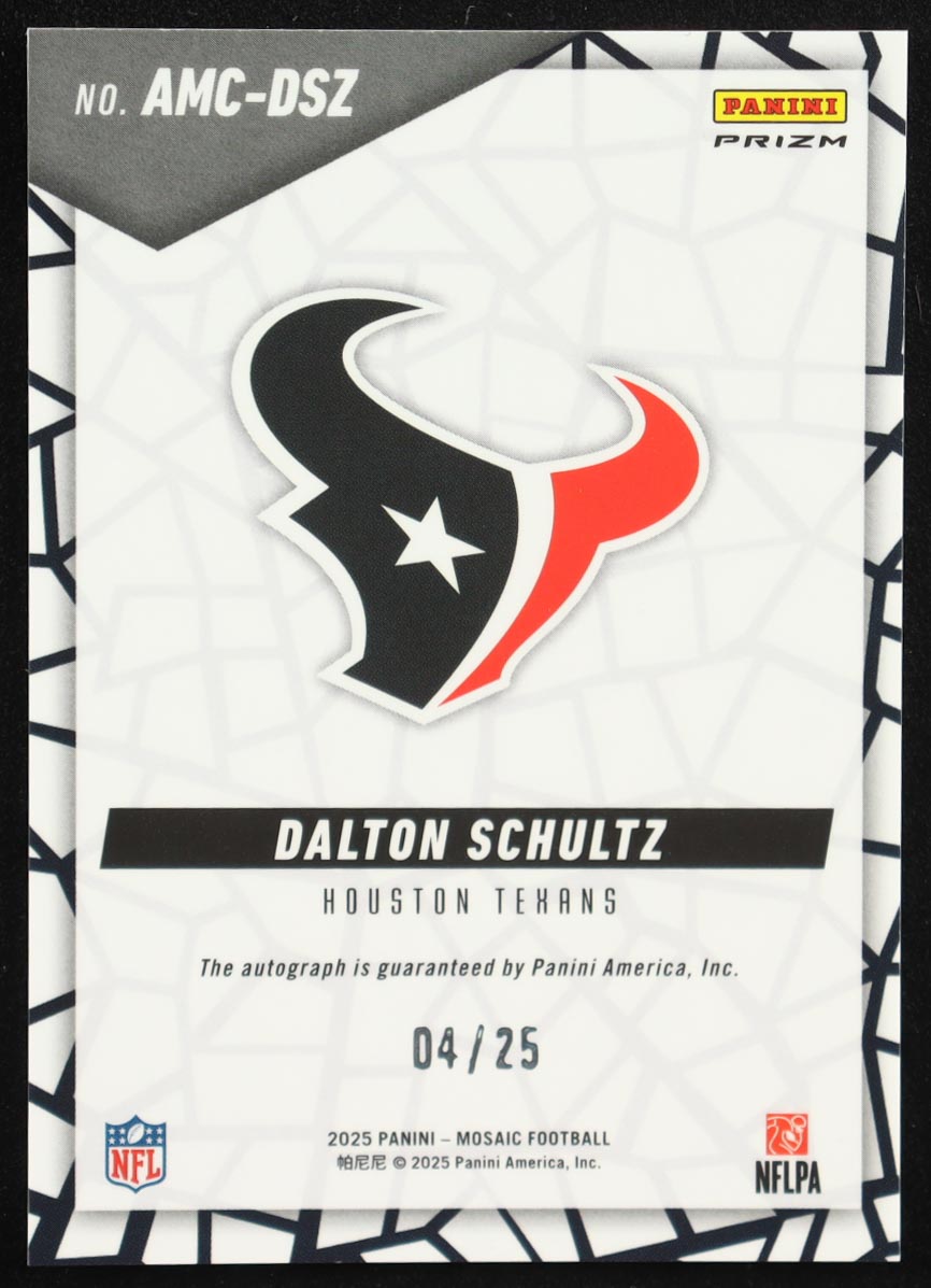 Dalton Schultz 2025 Panini Mosaic Autographs Mosaic White #33 #04/25 at PristineAuction.com Dalton Schultz 2025 Panini Mosaic Autographs Mosaic White #33 #04/25 at PristineAuction.com