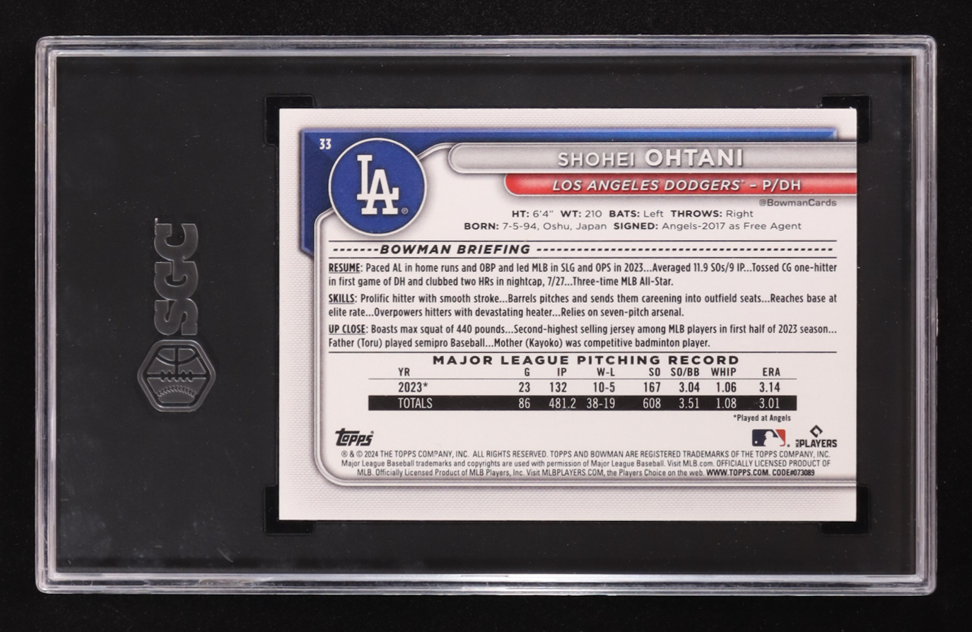 Shohei Ohtani 2024 Bowman #33 (SGC 10) at PristineAuction.com Shohei Ohtani 2024 Bowman #33 (SGC 10) at PristineAuction.com