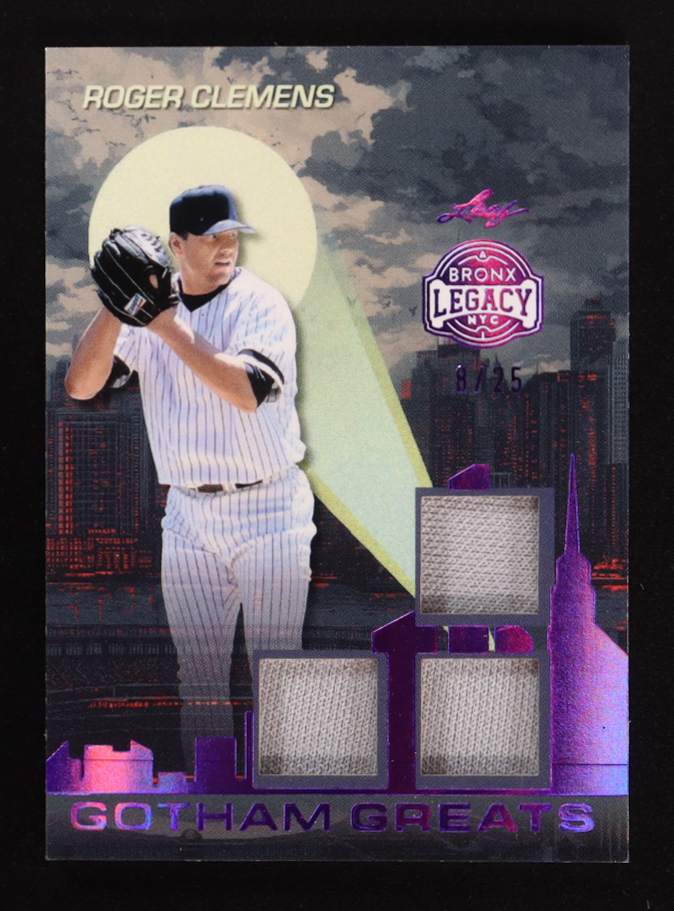 Roger Clemens 2025 Leaf A Bronx Legacy Gotham Greats Memorabilia Spectrum Purple Holofoil #GG25 #8/25 at PristineAuction.com Roger Clemens 2025 Leaf A Bronx Legacy Gotham Greats Memorabilia Spectrum Purple Holofoil #GG25 #8/25 at PristineAuction.com