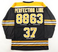 "The Perfection Line" Signed Bruins Jersey Signed By Patrice Bergeron, Brad Marchand & David Pastrnak (The Perfection Line) at PristineAuction.com