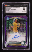 Shotaro Morii 2025 Bowman Chrome Mega Box Prospect Autographs Purple Refractors #BMASM #128/199 RC (CGC 9) at PristineAuction.com