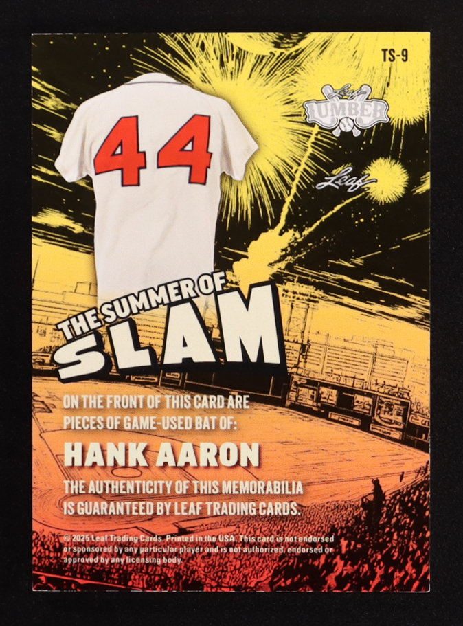 Hank Aaron 2025 Leaf Lumber The Summer of Slam Purple #TS9 #1/5 at PristineAuction.com Hank Aaron 2025 Leaf Lumber The Summer of Slam Purple #TS9 #1/5 at PristineAuction.com