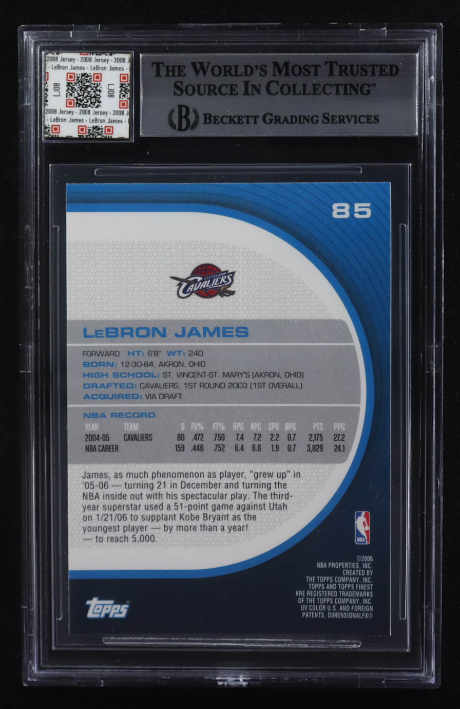 LeBron James 2005-06 Finest #85 With Game-Worn Jersey Swatch (BGS) at PristineAuction.com LeBron James 2005-06 Finest #85 With Game-Worn Jersey Swatch (BGS) at PristineAuction.com