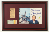 1958 Disneyland Custom Framed Vintage On-Site Park Map Display with A-E Vintage Ticket Book & Parking Ticket at PristineAuction.com