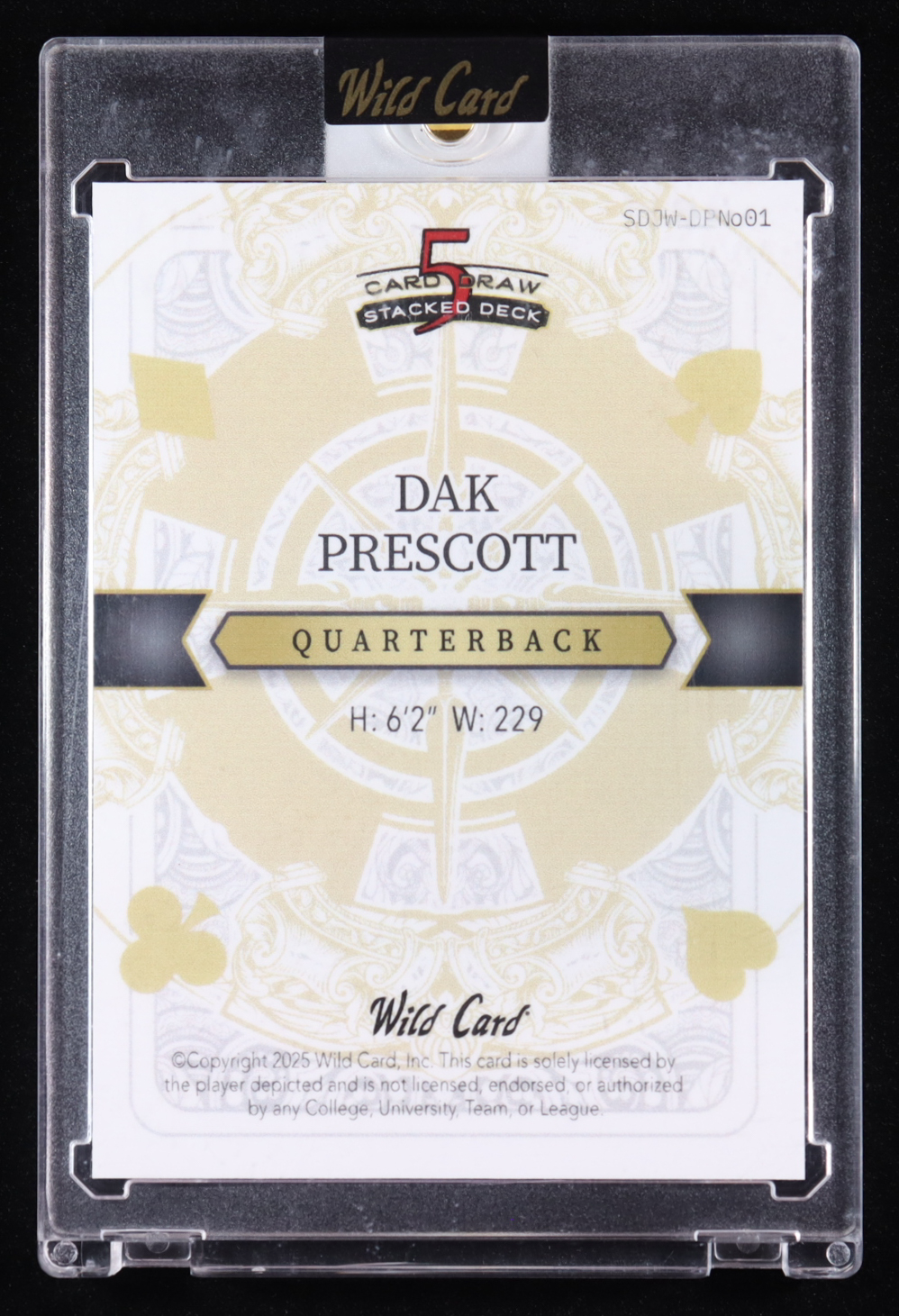 Dak Prescott 2025 Wild Card 5 Card Draw Joker Prismatic Silver #DPNO01 #1/1 at PristineAuction.com Dak Prescott 2025 Wild Card 5 Card Draw Joker Prismatic Silver #DPNO01 #1/1 at PristineAuction.com