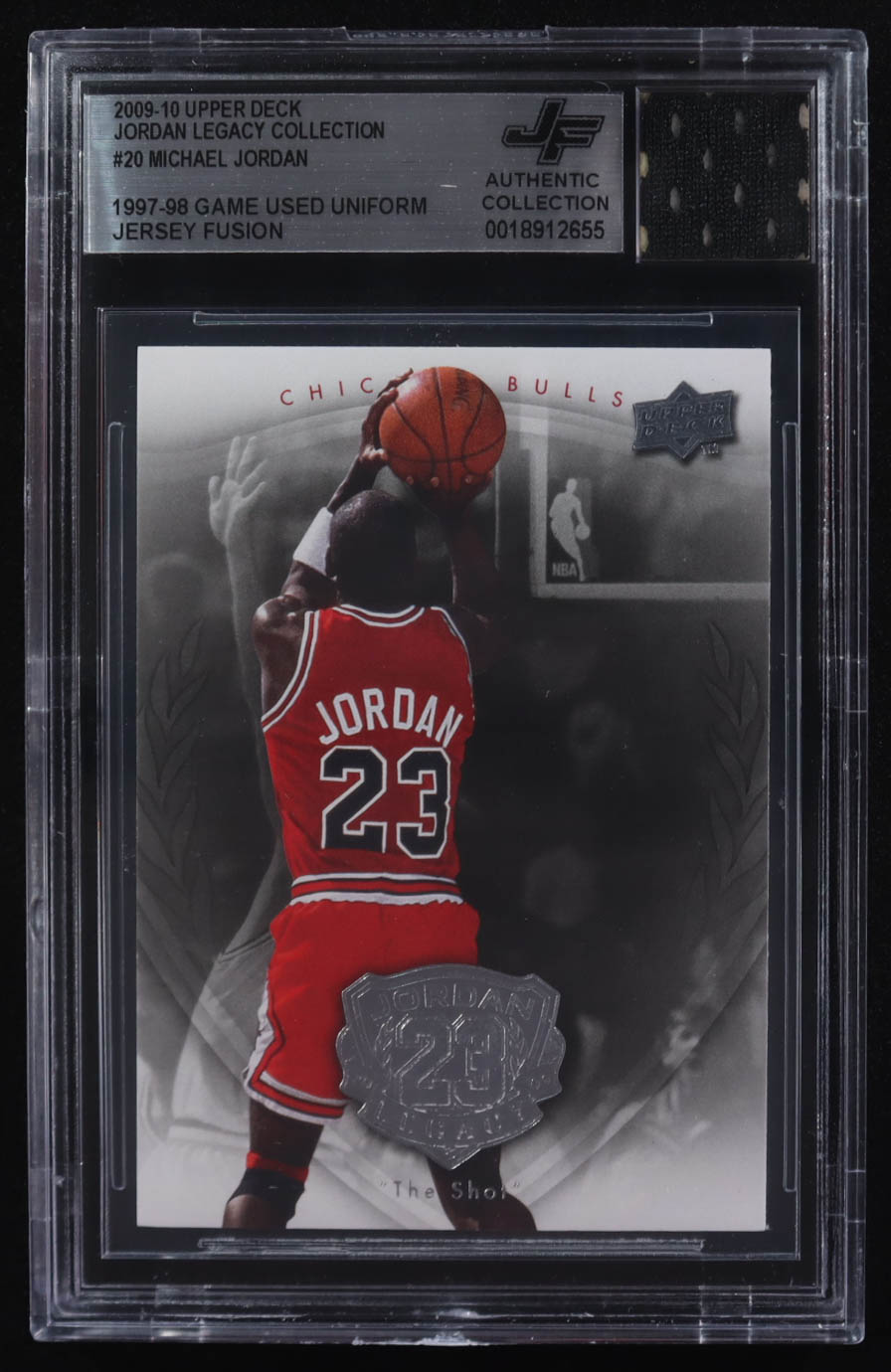 Michael Jordan 2009-10 Upper Deck Michael Jordan Legacy Collection #20 With Game-Used Uniform Swatch (BGS) at PristineAuction.com Michael Jordan 2009-10 Upper Deck Michael Jordan Legacy Collection #20 With Game-Used Uniform Swatch (BGS) at PristineAuction.com