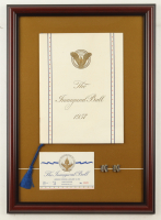 Dwight D. Eisenhower 1957 Inaugural Ball Custom Framed Ticket with Original Program & 1957 Eisenhower Rhinestone Earrings at PristineAuction.com