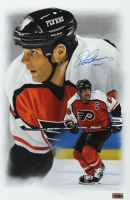 Eric Lindros Signed "The Big E" 12x18 Lithograph By Alex Douglas (JLB) at PristineAuction.com