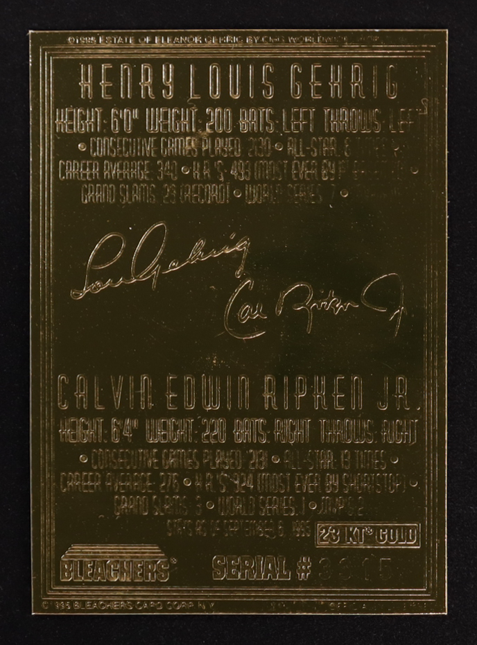 Cal Ripken Jr. 1995 Bleachers 23K Cal Ripken Jr. #NNO at PristineAuction.com Cal Ripken Jr. 1995 Bleachers 23K Cal Ripken Jr. #NNO at PristineAuction.com