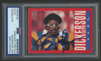 Eric Dickerson Signed 1985 Topps Box Bottom #D (PSA) at PristineAuction.com