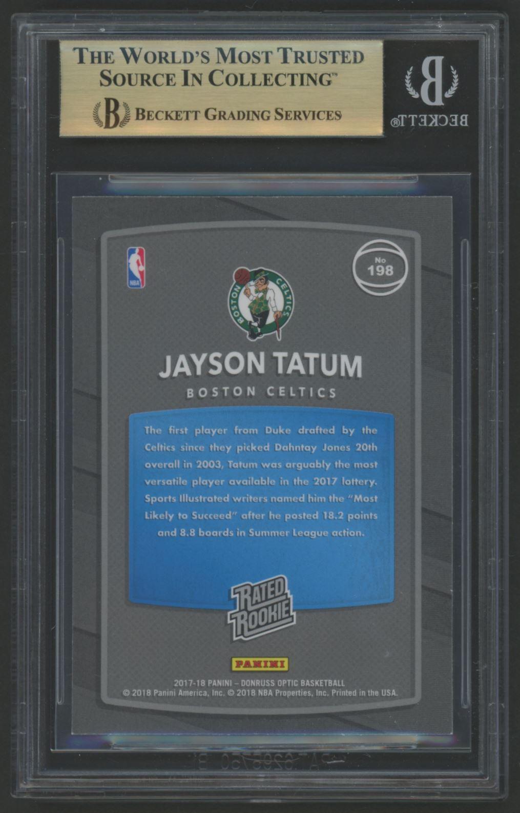 Jayson Tatum 2017-18 Donruss Optic #198 RR RC (BGS 9.5) at PristineAuction.com Jayson Tatum 2017-18 Donruss Optic #198 RR RC (BGS 9.5) at PristineAuction.com