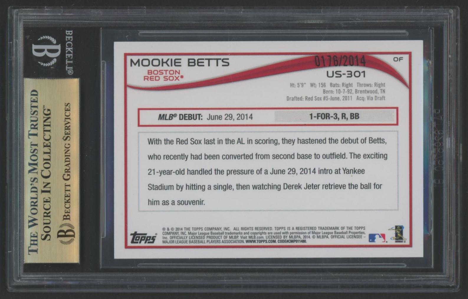 Mookie Betts 2014 Topps Update Gold #US301 RC (BGS 9.5) at PristineAuction.com Mookie Betts 2014 Topps Update Gold #US301 RC (BGS 9.5) at PristineAuction.com