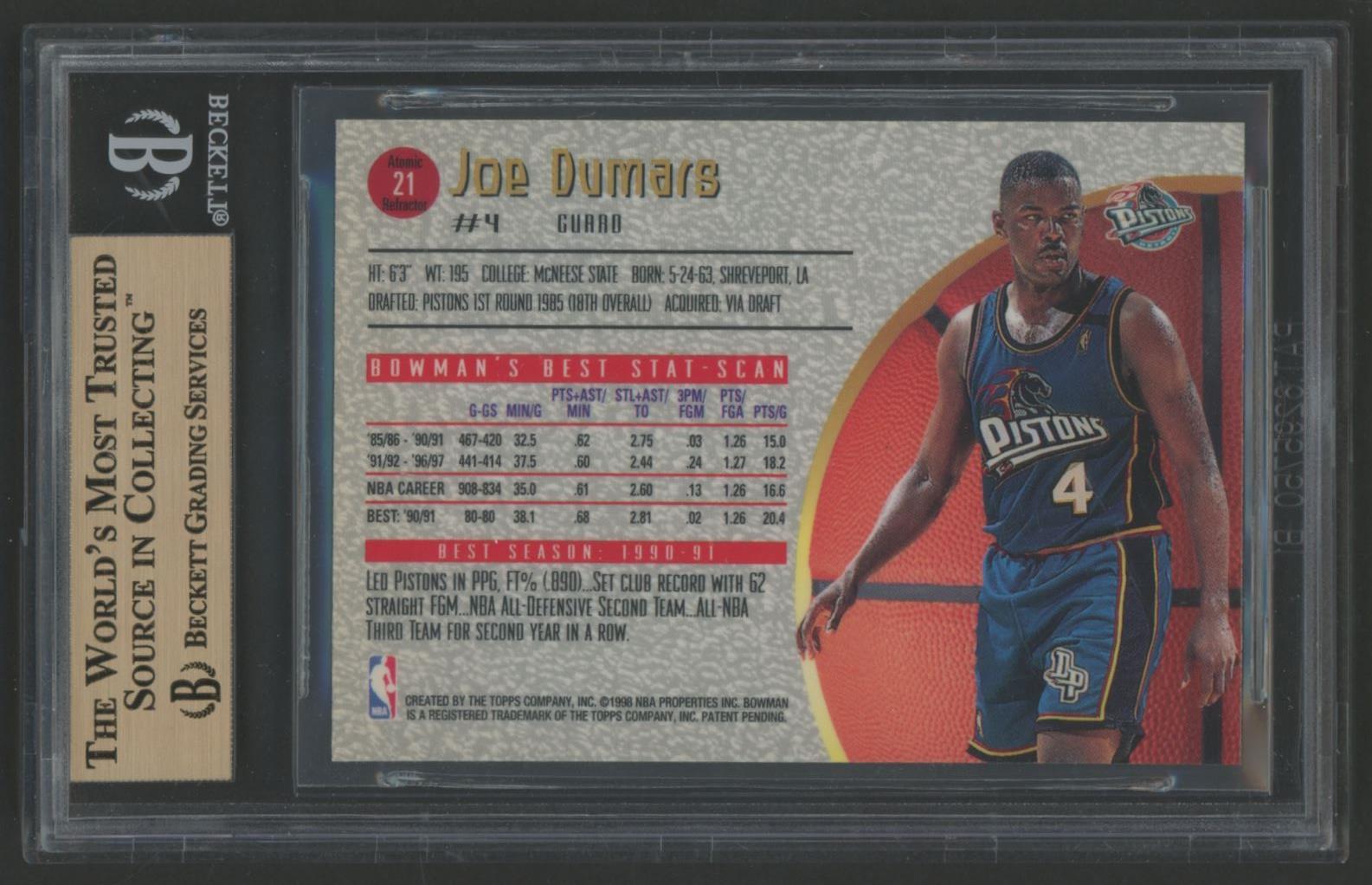 Joe Dumars 1997-98 Bowmans Best Atomic Refractor #21 (BGS 9.5) at PristineAuction.com Joe Dumars 1997-98 Bowmans Best Atomic Refractor #21 (BGS 9.5) at PristineAuction.com