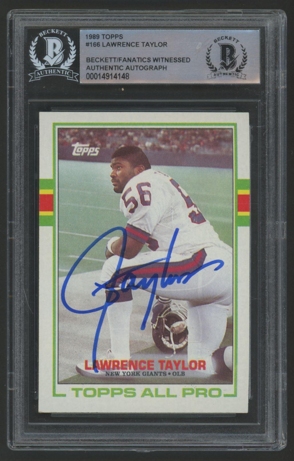 Lawrence Taylor Signed 1989 Topps #166 (BGS) at PristineAuction.com Lawrence Taylor Signed 1989 Topps #166 (BGS) at PristineAuction.com
