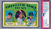 Carlton Fisk Signed Mike Garman / Cecil Cooper RC / Carlton Fisk RC 1972 Topps Rookie Stars #79 (PSA | Auto 10) at PristineAuction.com