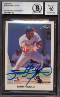 Sammy Sosa Signed 1990 Leaf #220 RC (BGS | Autograph Graded 10) at PristineAuction.com