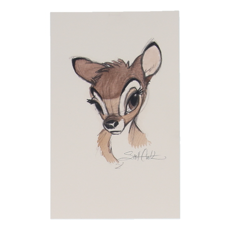 "Bambi" By Scott T. Cook 5.5x8.75 Watercolor Print at PristineAuction.com "Bambi" By Scott T. Cook 5.5x8.75 Watercolor Print at PristineAuction.com
