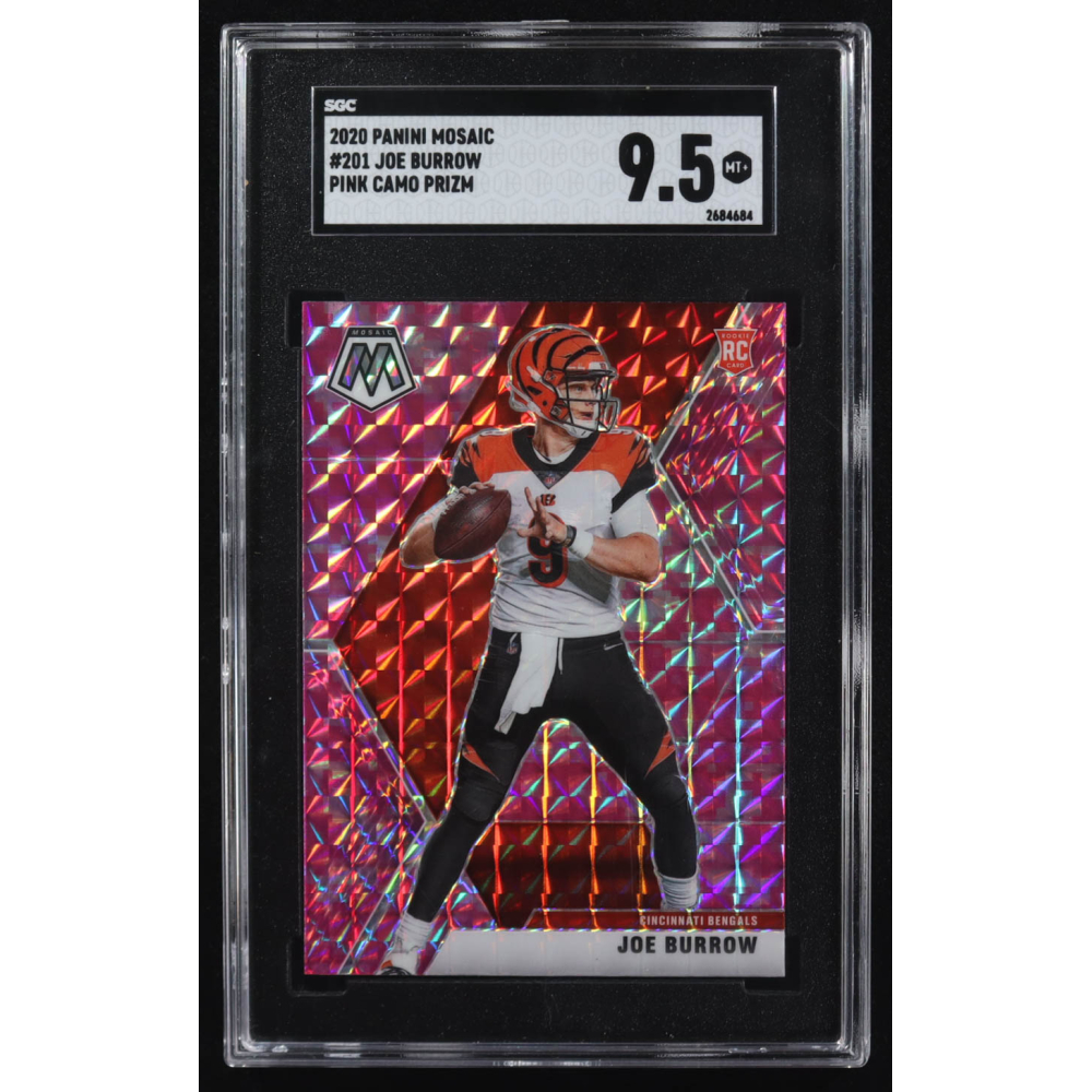 Joe Burrow 2020 Panini Mosaic Pink Camo Prizm #201 RC (SGC 9.5) at PristineAuction.com