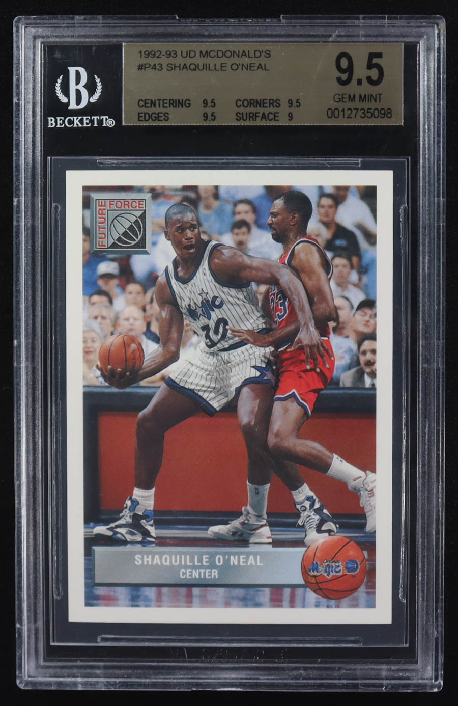 Shaquille O'Neal 1992-93 Upper Deck Mcdonald's Future Force #P43 RC (BGS 9.5) at PristineAuction.com Shaquille O'Neal 1992-93 Upper Deck Mcdonald's Future Force #P43 RC (BGS 9.5) at PristineAuction.com