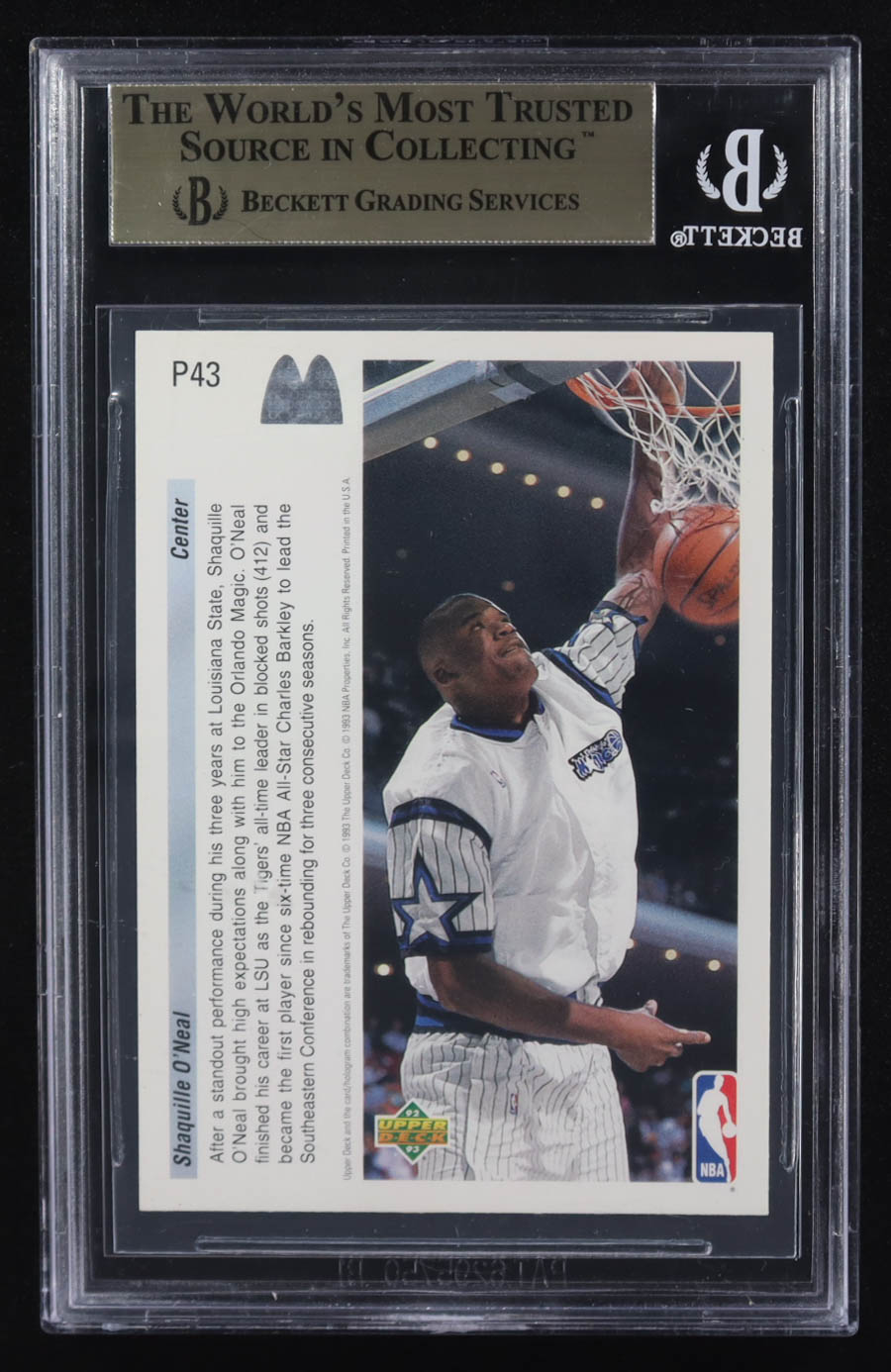 Shaquille O'Neal 1992-93 Upper Deck Mcdonald's Future Force #P43 RC (BGS 9.5) at PristineAuction.com Shaquille O'Neal 1992-93 Upper Deck Mcdonald's Future Force #P43 RC (BGS 9.5) at PristineAuction.com
