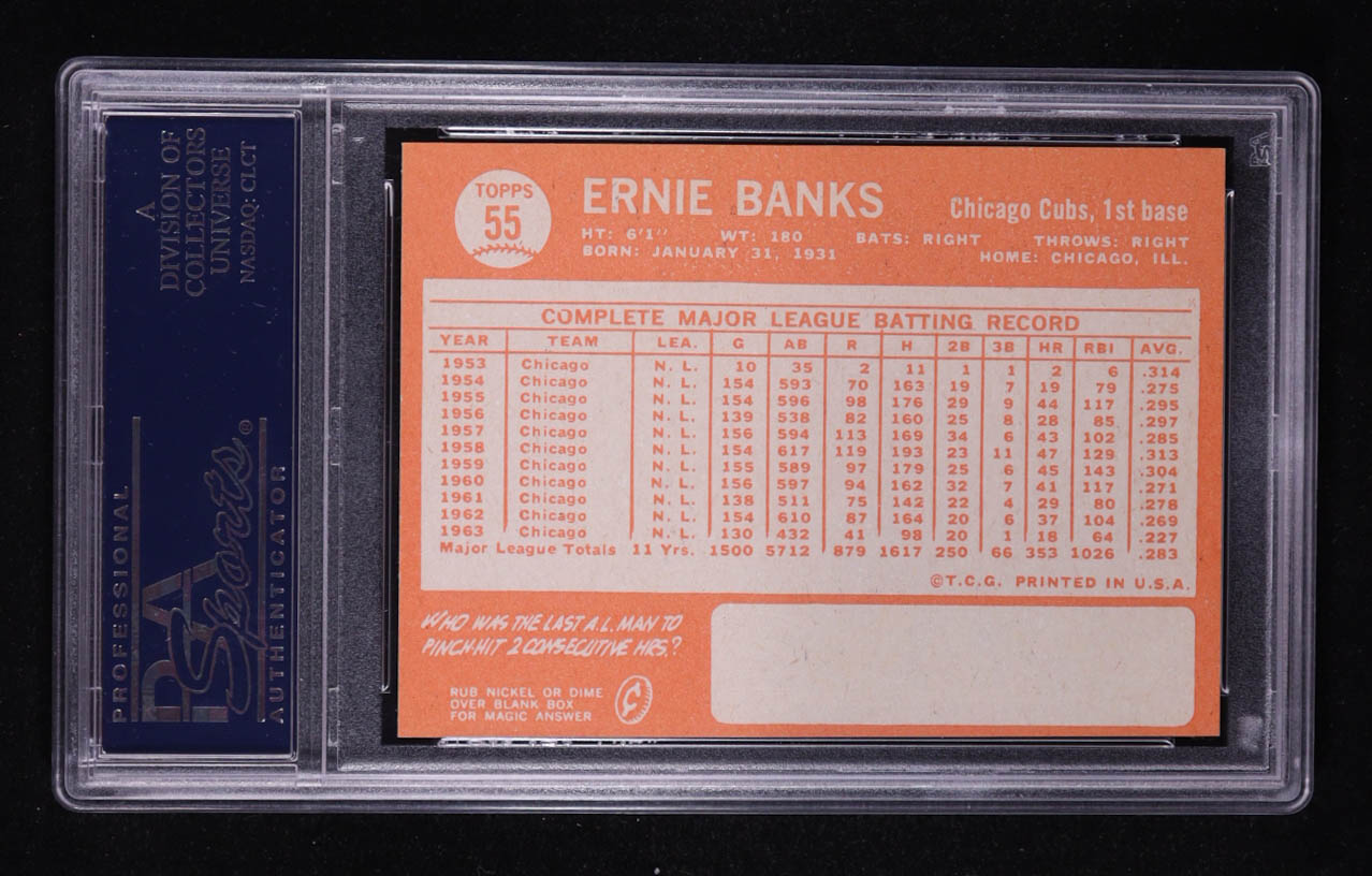 Ernie Banks 1964 Topps #55 (PSA 8) at PristineAuction.com Ernie Banks 1964 Topps #55 (PSA 8) at PristineAuction.com