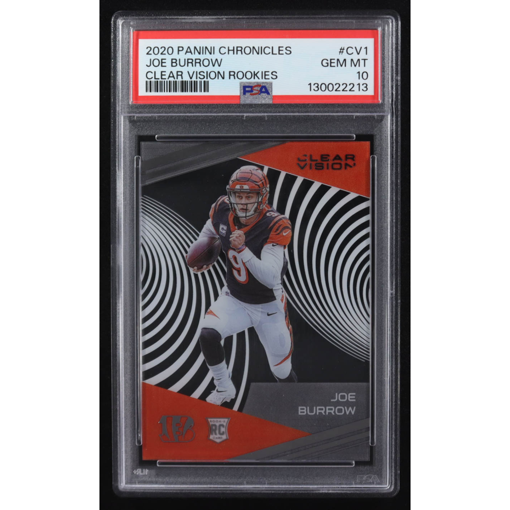 Joe Burrow 2020 Panini Chronicles Clear Vision Rookies #CV-1 RC (PSA 10) at PristineAuction.com