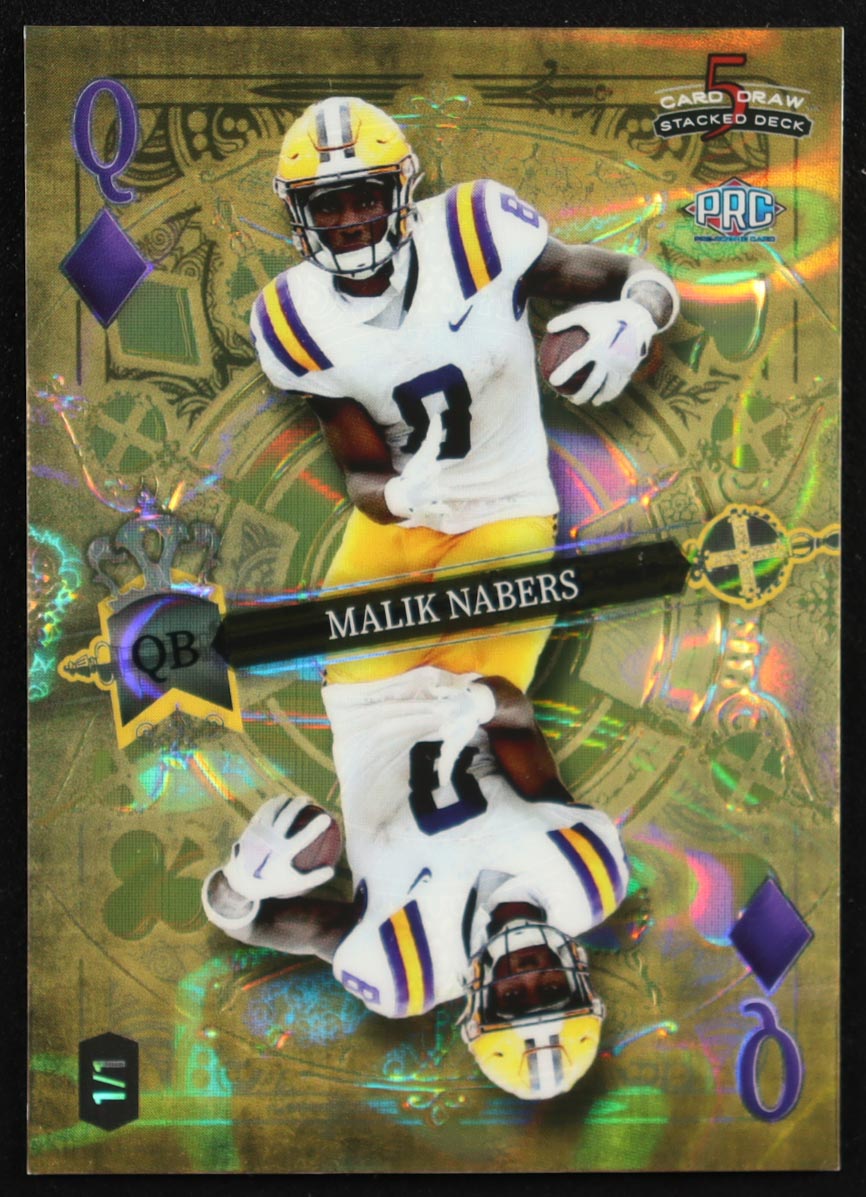Malik Nabers 2023 Wild Card 5 Card Draw Stacked Deck Queen of Diamonds Lava Gold #MN RC #1/1 at PristineAuction.com Malik Nabers 2023 Wild Card 5 Card Draw Stacked Deck Queen of Diamonds Lava Gold #MN RC #1/1 at PristineAuction.com