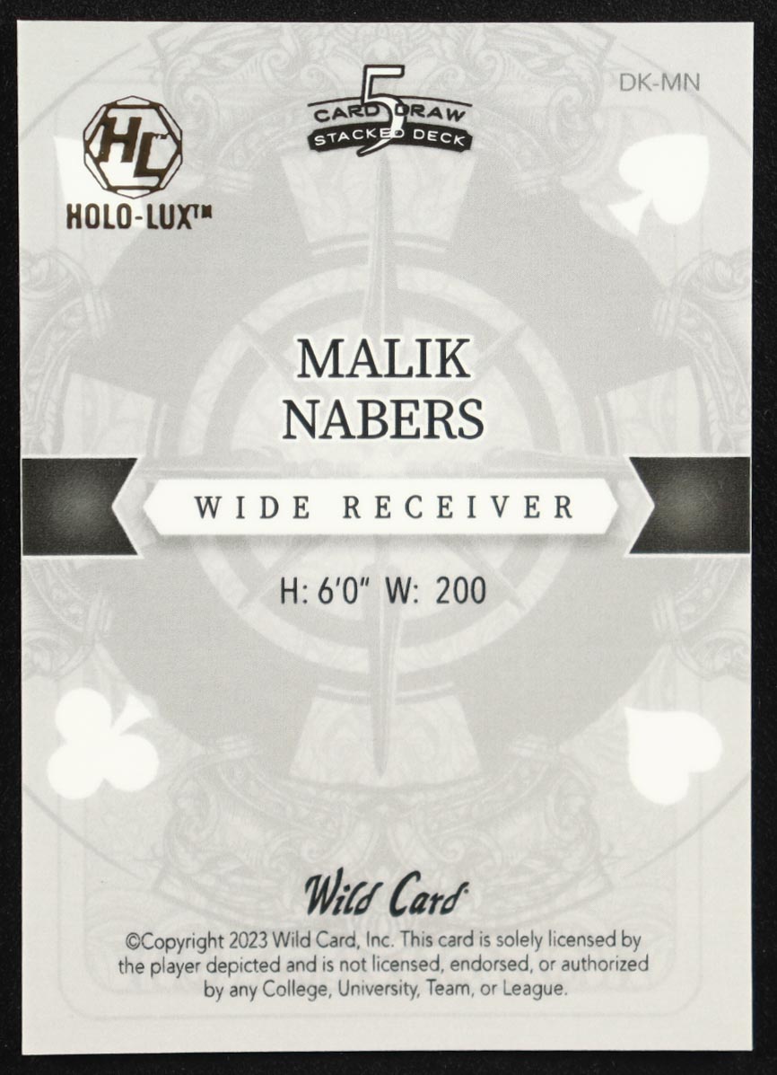 Malik Nabers 2023 Wild Card 5 Card Draw Stacked Deck Queen of Diamonds Lava Gold #MN RC #1/1 at PristineAuction.com Malik Nabers 2023 Wild Card 5 Card Draw Stacked Deck Queen of Diamonds Lava Gold #MN RC #1/1 at PristineAuction.com