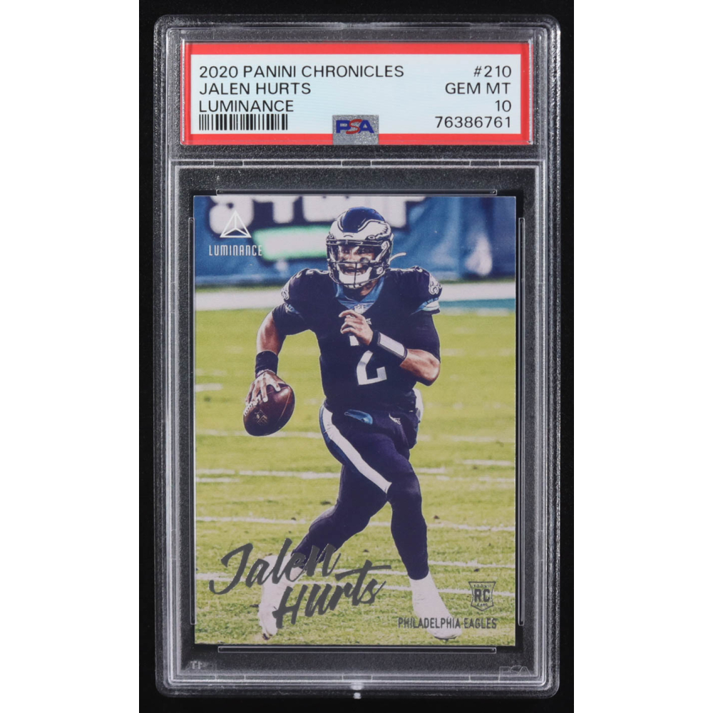 Jalen Hurts 2020 Panini Chronicles Luminance #210 RC (PSA 10) at PristineAuction.com