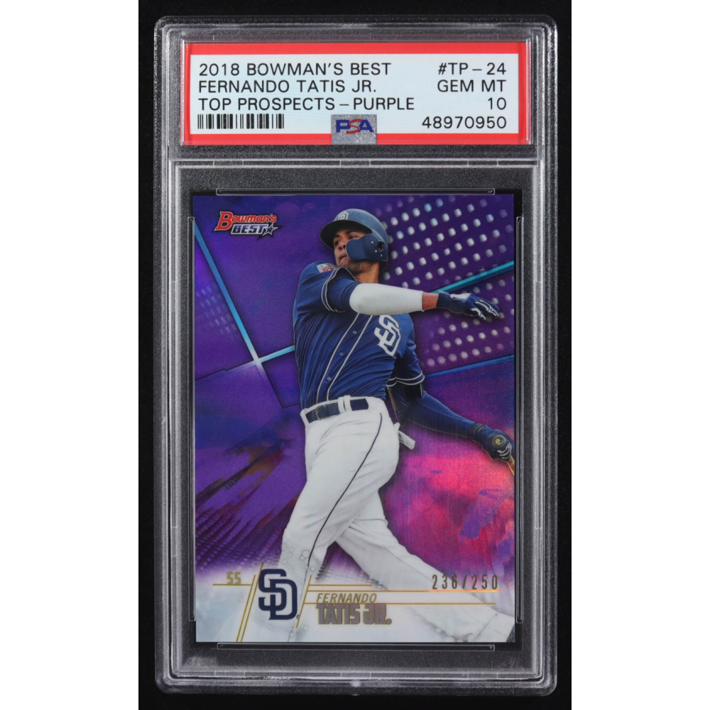 Fernando Tatis 2018 Bowman's Best Top Prospects Purple #TP-24 RC #236/250 (PSA 10) at PristineAuction.com