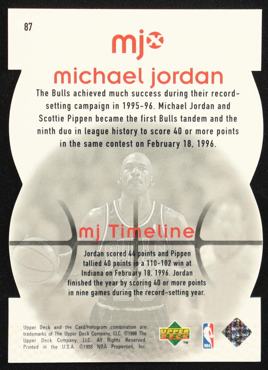 Michael Jordan 1998 Upper Deck MJx Timepieces Red #87 #1418/2300 at PristineAuction.com Michael Jordan 1998 Upper Deck MJx Timepieces Red #87 #1418/2300 at PristineAuction.com