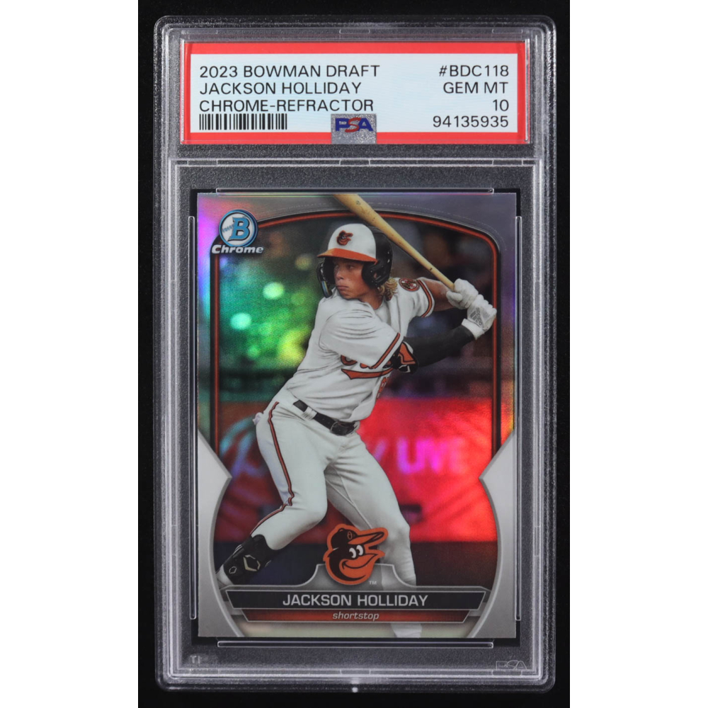 Jackson Holliday 2023 Bowman Draft Chrome Refractor #BDC-118 RC (PSA 10) at PristineAuction.com